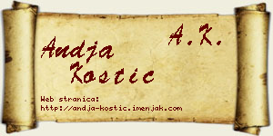 Anđa Kostić vizit kartica